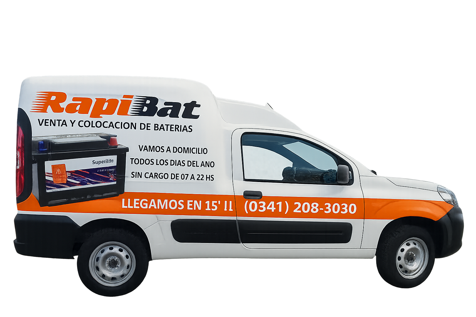 Camioneta de Rapibat para cambio de baterías a domicilio en Rosario